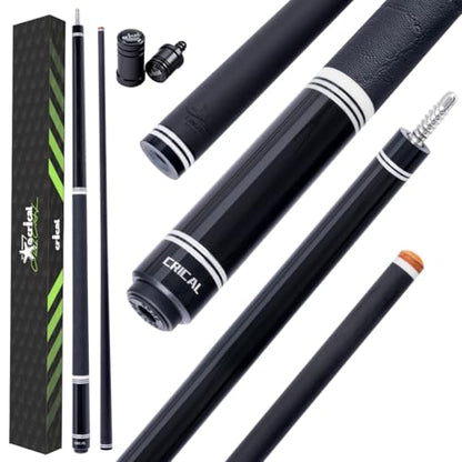 CRICAL RICAL Carbon Fiber Pool Cue 58” 19oz Billiard Cue Pro Taper Shaft Low Deflection Pool Cue Stick Professional Hand-Made Inlay Pool Stick with 12.5mm Tip-Competition Level, Ultra-Smooth - color: Black