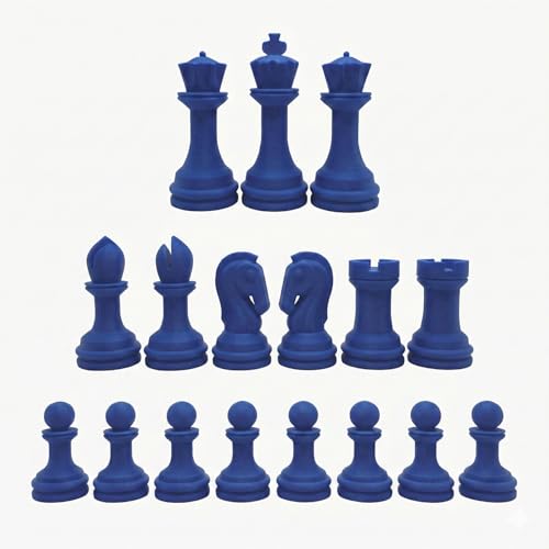 Staunton Chess Pieces Half Set, 17 Blue Pieces, 3.75" King | Made in USA - color: Blue