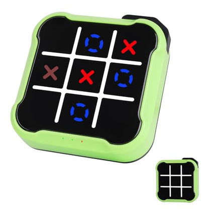 Tic Tac Toe, 4 in 1 Handheld Educational Game Machine, Electronic Tic Tac Toe Game for Education and Memory Growth, Home, Toy Board Game for Kids and Adults (Green) - color: Green