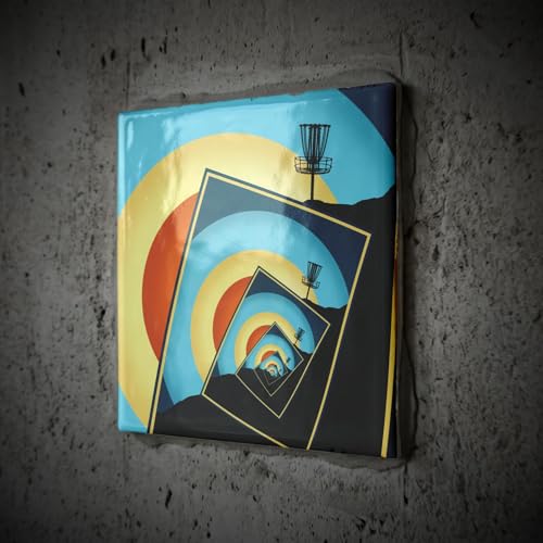 3dRose Spinning Disc Golf Baskets - Colorful Hillside Frisbee disc Golf Design 8 Inch Ceramic Tile