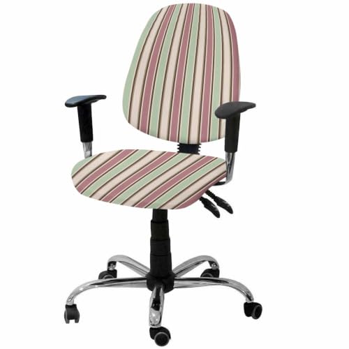 Savannan Office Chair Cover, Watercolor Pink Green Stripe Protective Stretch Elastic Universal Cover for Desk Task Chair,Computer Rotating Chair 1 Pcs Abstract Geometric Lines