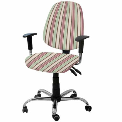 Savannan Office Chair Cover, Watercolor Pink Green Stripe Protective Stretch Elastic Universal Cover for Desk Task Chair,Computer Rotating Chair 1 Pcs Abstract Geometric Lines