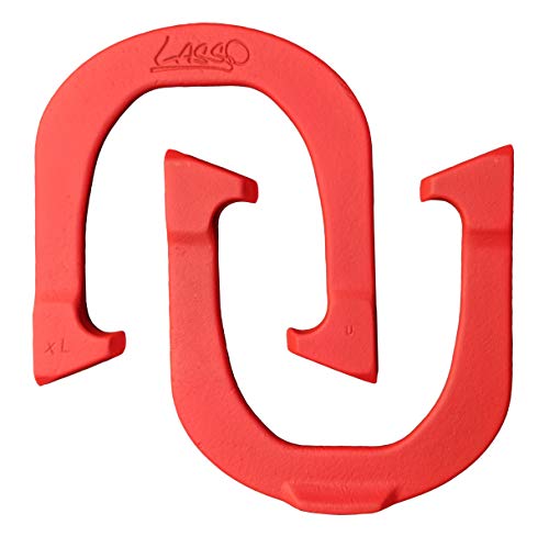 Lasso XL Lightweight Pro Pitching Horseshoes, 2.0 lbs.- USA Made - color: Red & Blue- Two Pair Set (4 Shoes)