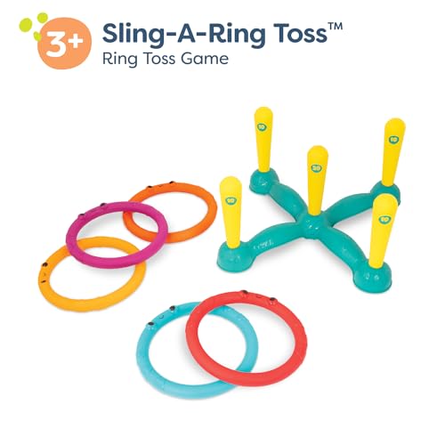 B. toys – Ring Toss Game – Indoor & Outdoor – Sling-a-Ring Toss – 12 Pieces – 5 Pegs & 5 Colorful Rings – for Toddlers, Kids – 3+ Years - style: Ring Toss Game