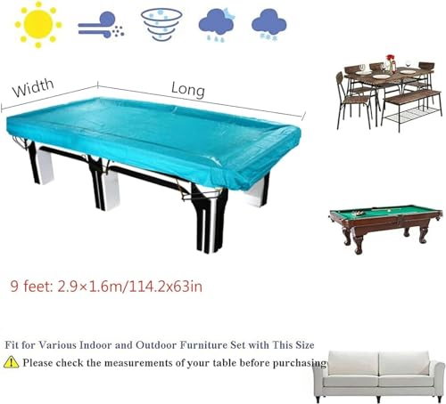 Pool Table Covers 9 Foot, Billiard Table Dust Cover, PVC Waterproof Cover Billiard Ball Cover Blue, Durable Waterproof Uv Protection Dust Storage Cover Billiard Dust Storage Cover