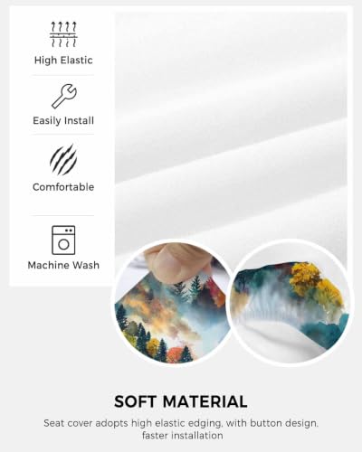 Savannan Office Chair Cover, Foggy Mountain Tree Plant Protective Stretch Elastic Universal Cover for Desk Task Chair,Computer Rotating Chair 1 Pcs Natural Forest Landscape Theme