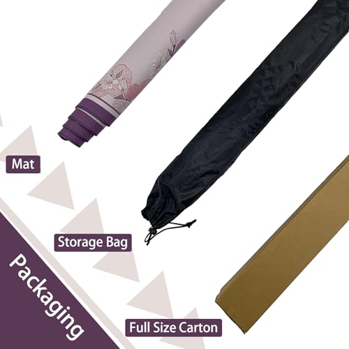 Mahjong Mat for Table, 31.5 x 31.5 Inch | Pink&Purple Flower, Portable Packaging Bag, Non-Slip, Noise Reduce, Water-Absorbent, For Card Games/Dominoes/Board Games
