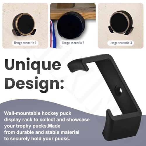 Hockey Puck Wall Mount Display (4 Pack) Wall Rack Holder Brackets for Collectible Pucks & Game Winning Pucks, Wall-Mountable, Holder for all Ice hockey
