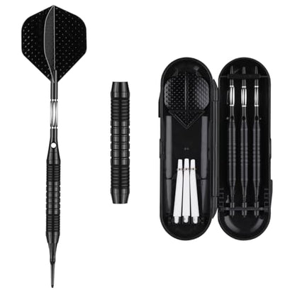 Darts Plastic Tip Set - 18g 21g Colorful Rainbow Soft Tip Darts 50 Anti-Loose O-Rings 6 Shaft (Aluminum/Nylon 45mm) 6 Durable Flights Extra 50 Soft Tips Electronic Dartboard - color: Black-DART-D
