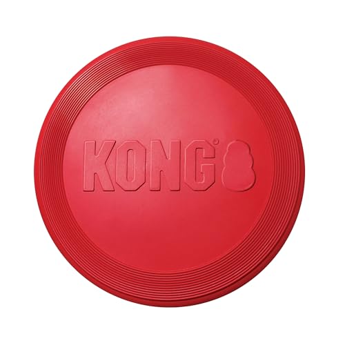 KONG Flyer - Durable Dog Toy for Outdoor Playtime - Natural Rubber Flying Disc, Dog Toy for Fetch - Safer Disc for Healthy Activity - for Medium/Large Dogs - size: Large (Pack of 1)