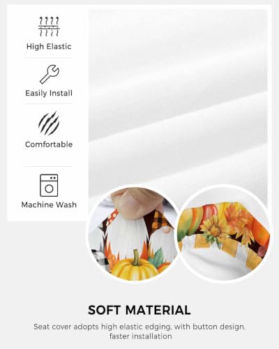 Savannan Office Chair Cover, Fall Gnome Sunflower Thanksgiving Pumpkin Protective Stretch Elastic Universal Cover for Desk Task Chair,Computer Rotating Chair 1 Pcs Orange Plaid