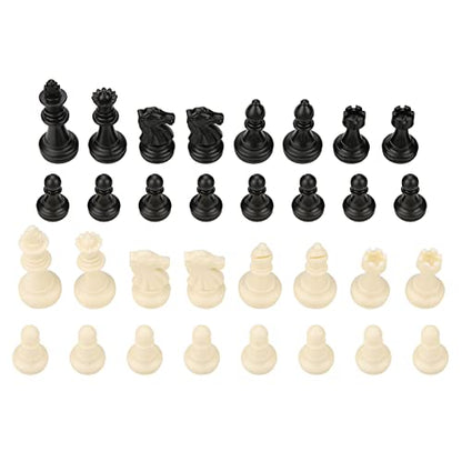 Tournament Chess Set 32 Black & White Pieces 1.93Inch 49mm Tall Standard Replacement Plastic Chessmen Without Checkerboard