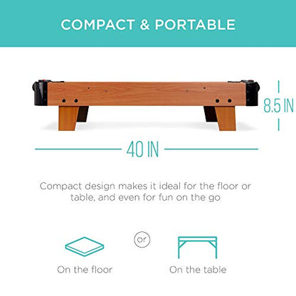 Best Choice Products Portable Tabletop Air Hockey Table for Game Room w/ 100V Motor, Electric Fan, 2 Strikers, 2 Pucks - color: Light Brown