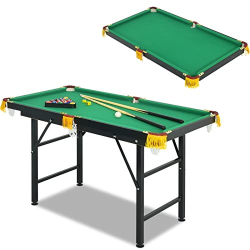 OLAKIDS Portable Folding Billiards Table with 2 Billiard Cues, Ball, Triangle Rack, Brush, Chalk, 47 Inch Game Pool Table for Kids Adults Family Office