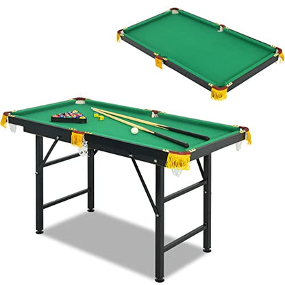 OLAKIDS Portable Folding Billiards Table with 2 Billiard Cues, Ball, Triangle Rack, Brush, Chalk, 47 Inch Game Pool Table for Kids Adults Family Office