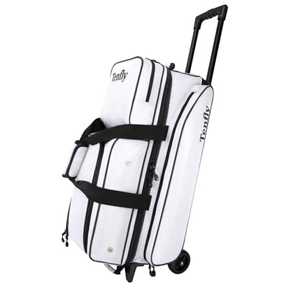 Triple Roller Bowling Bag with Wheels, Heavy Duty 3 Ball Bag for League & Recreational Bowlers - color: White