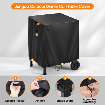 Outdoor Prep Table Cover for Inkmin Double-Shelf Movable Dining Cart Table, Patio Bar Cart Cover, Waterproof Outdoor Grill Cart Covers Pizza Oven Covers - 27 x 22 x 30 Inch - size: 27" x 22" x 30"