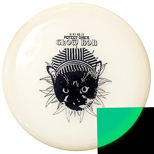 GlowBob Glow in The Dark Midrange Disc Golf Night Light Up Grip PDGA Approved Premium Plastic Recharge Cat Bob Stamp Black Blue Flashlight Combo Packs (GlowBob Black Stamp)