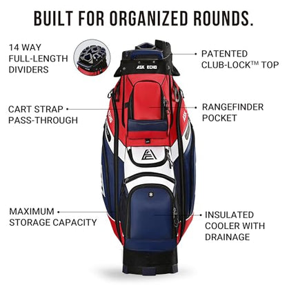 ASK ECHO T-Lock Golf Cart Bag, Quiet 14-Way Full-Length Divider - color: Navy Blue