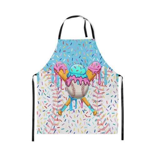 Manfei Baseball Ice Cream Kids Kitchen Apron - color: Sky Blue