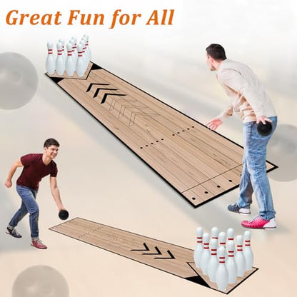 Mini Bowling Set, Home Bowling Ball Set, Indoor & Outdoor Bowling Alley Set with Lane, Bowling Pins & Ball Set, Full Bowling Alley Set for Family & Friends