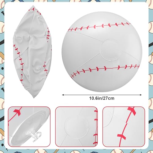 48 Pcs Inflatable Baseball Beach Balls with Glasses Sport Party Favors 12 Inch Themed Inflatable Ball Birthday Decorations Team Gift Summer Pool Party Supplies for Goodie Bag - style: Baseball