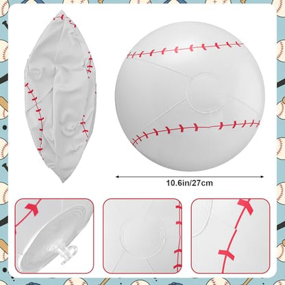 48 Pcs Inflatable Baseball Beach Balls with Glasses Sport Party Favors 12 Inch Themed Inflatable Ball Birthday Decorations Team Gift Summer Pool Party Supplies for Goodie Bag - style: Baseball