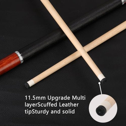 10mm .5mm mm Canadian Maple Pool Cue Stick Set(with Case), 58 inch 19, 19.5 Oz Pool Stick, 2-Piece Grey Brown Billiard Pool Cue Stick - color: 11.5mm(19.5oz)