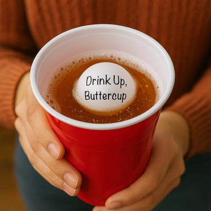 Funny Beer Pong Balls - 6-Pack of Humorous Phrases for Epic Party Games, Hilarious Drinking Fun | College Gifts Supplies Dorm Room Accessories Gag Gift Idea Parties Frat Houses Tailgates Game Night