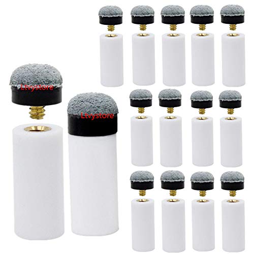 13mm Soft Grey Cue Tips Billiard Replacement Screw-on Tips with White Pool Cue Stick Ferrules, Durable Professional Snooker Cue Replacement Parts Stick Repair Tool Set, Pack of 30 (13mm)
