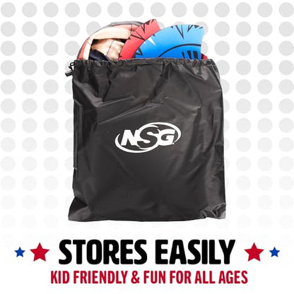 NSG Tomahawk Toss - Foam Axe Throwing Game for Kids - Two Lightweight Axes with Large Easy Stick Target, Wood/Black/red/Blue (JS7000) - color: Tomahawk Toss - Wood/Black/Red/Blue