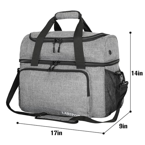 LARIPOP 2 Ball Bowling Bag Double Bowling Ball Carrier with Padded Holder, Shoe Compartment for Men Women Bowling League & Tournament - color: Grey