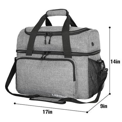 LARIPOP 2 Ball Bowling Bag Double Bowling Ball Carrier with Padded Holder, Shoe Compartment for Men Women Bowling League & Tournament - color: Grey