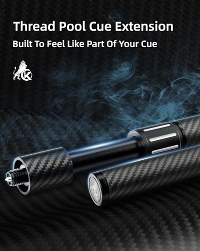 KONLLEN Pool Cue Extension with 3 Bumpers Carbon Fiber Billiards Cue Extension Billiard Accessories for Pool Sticks - color: Adjustable Frosted Extension
