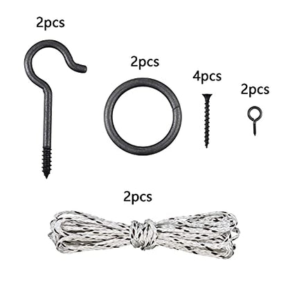 WHQXFDZ 2 Set Hook and Ring Toss Game Hardware Set,Include Nylon String,Mounting Screws,Ring and Iron Hook for DIY Indoor or Outdoor Family Fun(2set)