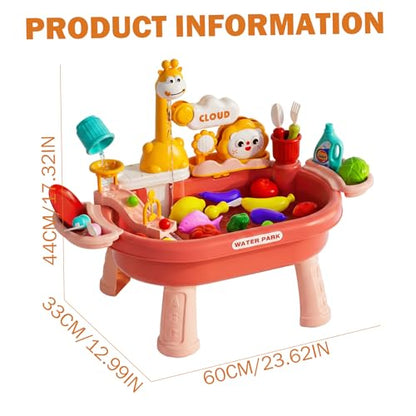 Toy Sink with Running Water, Toddler Water Table Play Sink with Detachable Legs, 180° Rotating Faucet & Multi-Play Modes. - color: Style 1