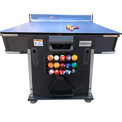 RACK Triad 7-Foot 3-in-1 Multi-Game Swivel Table - Billiards/Pool, Table Tennis & Air Hockey - color: Black Felt With Black Body