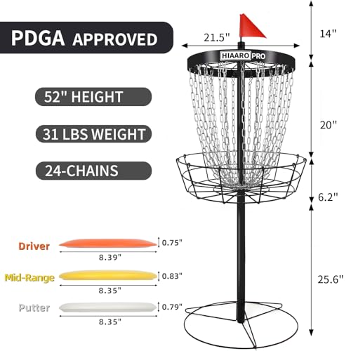 PRO Disc Golf Basket Set and Disc Golf LED Light Bundle Item