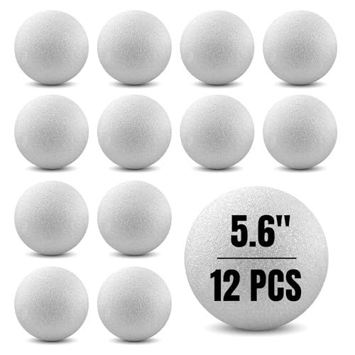 Round Foam Balls for Crafts - 5.6-Inch White Craft Foam (XPS) for Arts Small Foam Balls for School Projects and DIY Crafts - Round Balls - 12 Pack of Foam Craft Spheres - Hygloss - size: 5.6-Inch, style: 12 Pieces