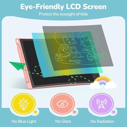 TECJOE 4 Pack LCD Writing Tablet, 8.5 Inch Colorful Drawing Board, Kids Travel Games Activity Learning Toys, Birthday Gifts for 3-8 Year Old Boys Girls Toddlers Preschooler - color: Blue & Pink & Yellow & Purple
