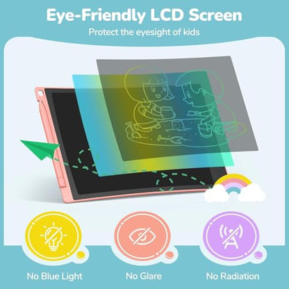TECJOE 4 Pack LCD Writing Tablet, 8.5 Inch Colorful Drawing Board, Kids Travel Games Activity Learning Toys, Birthday Gifts for 3-8 Year Old Boys Girls Toddlers Preschooler - color: Blue & Pink & Yellow & Purple