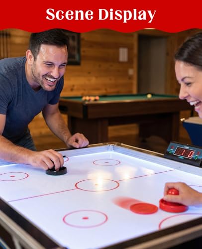 16 Pcs Air Hockey Pucks and Paddles, Mini Goal Handles Air Hockey Replacement Accessories (4 Pushers, 4 Pads, 8 Pucks)