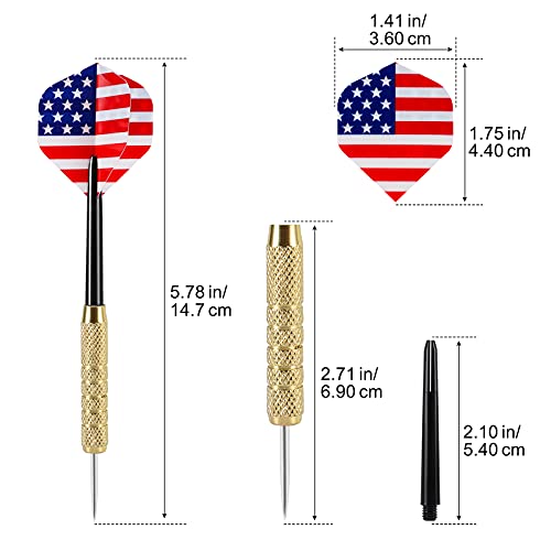 Accmor 12pcs Steel Tip Darts Set, 18 Grams Professional Metal Darts, Metal Tip Darts with 4 Extra Nylon Shafts, 4 Extra Flights in Four Different Patterns