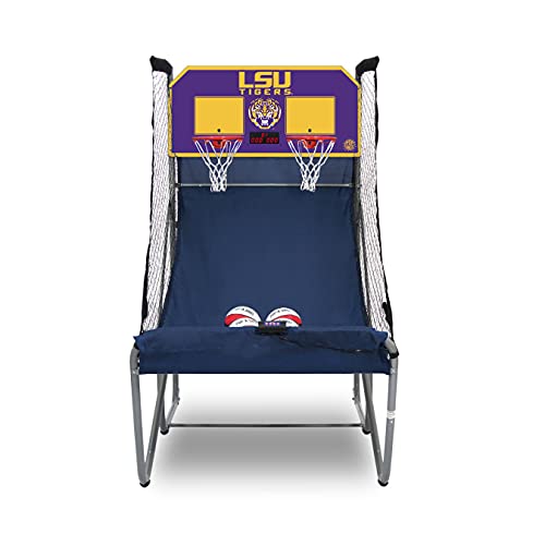 Pop-A-Shot - Home Dual Shot with NCAA Graphics l Sensor Scoring l 16 Game Modes l 7 Balls l Foldable Storage l for All NCAA Fans - style: LSU Tigers