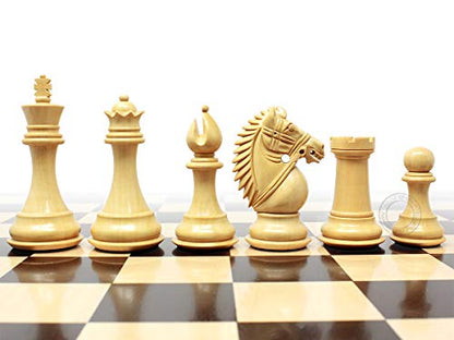 House of Chess - Ringy Rosewood/Boxwood Chess Pieces Rio Staunton 4.0" (102 mm) - 2 Extra Queens - Triple Weighted