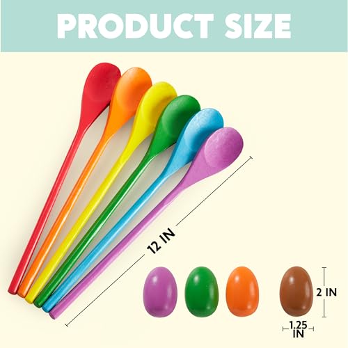 JOYIN 6 Pack Potato Sack and 24 PCS Easter Egg and Spoon Race Game Set, Multiple Players Carnival Game for Kids & Family Holiday Activity, Outdoor Picnic Party Yard Easter Games