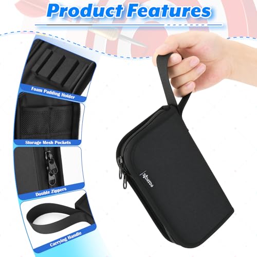 Dart Wallet Organizer - Compact Travel Storage Case Bag & Carrying Pouch for Steel & Soft Tip Dart, Holds 3 Assembled Darts, Tip, Shaft, Flight & Accessories, Fits for Game Tournament Player
