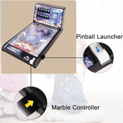 Tabletop Pinball Toy with Light and Sound for Kids Adults Gift, Mini Electronic Pinball Machine with Digital Counter, Action and Reflex Pinball Game, Desktop Ball Shooting Toy