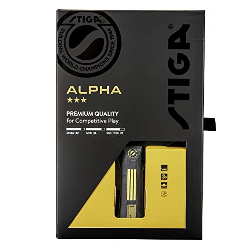 STIGA Bullet Ping Pong Paddle – 5-ply Extra Light Blade – 2mm Premium Sponge – Flared Handle for Masterful Grip – Performance Table Tennis Racket for Competitive Play - style: Alpha