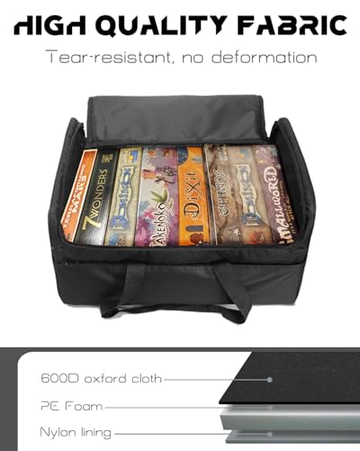 Board Game Bag- Water-Resistant Oxford Fabric with Convertible Handheld Design, 20.5" L x 13" W x 13" H, Includes 3 Elastic Box Bands
